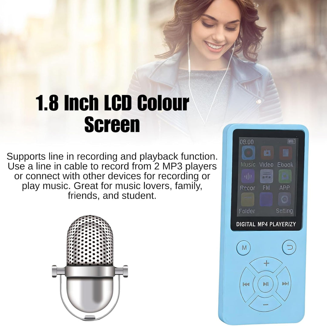 MP3-Player/MP4-Player 64GB Bluetooth 5.0 HiFi MP3 Musik-Player, 1,8-Zoll-LCD-Bildschirm mit Lautspre