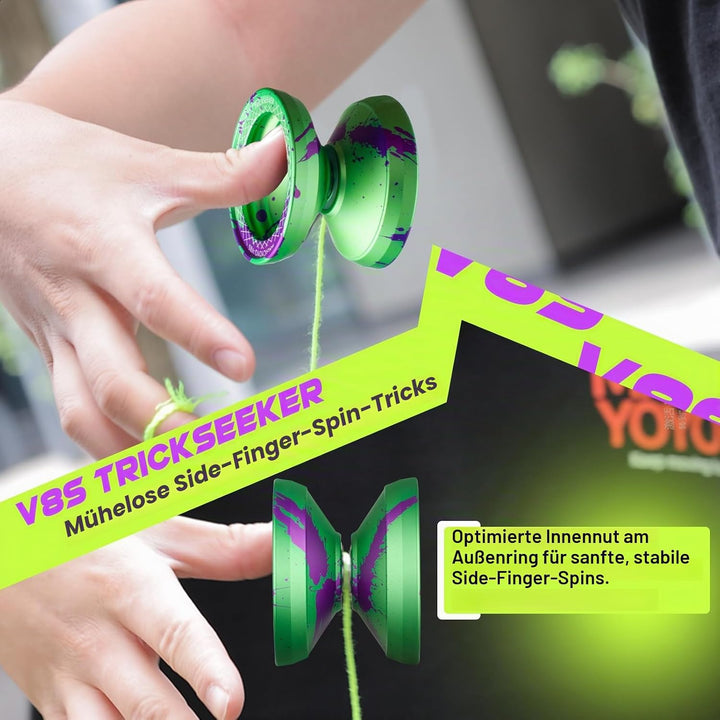 MAGICYOYO JoJo V8S Professionelles Finger-Spin-Yoyo für Anfänger und Fortgeschrittene, Responsive Jo