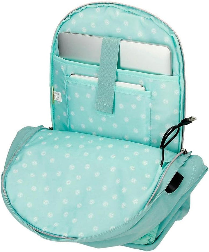 Pepe Jeans Jane Rucksack für Laptop, Doppelfach, 15,6 Zoll, Blau, 31 x 44 x 17,5 cm, Polyester, 20,4