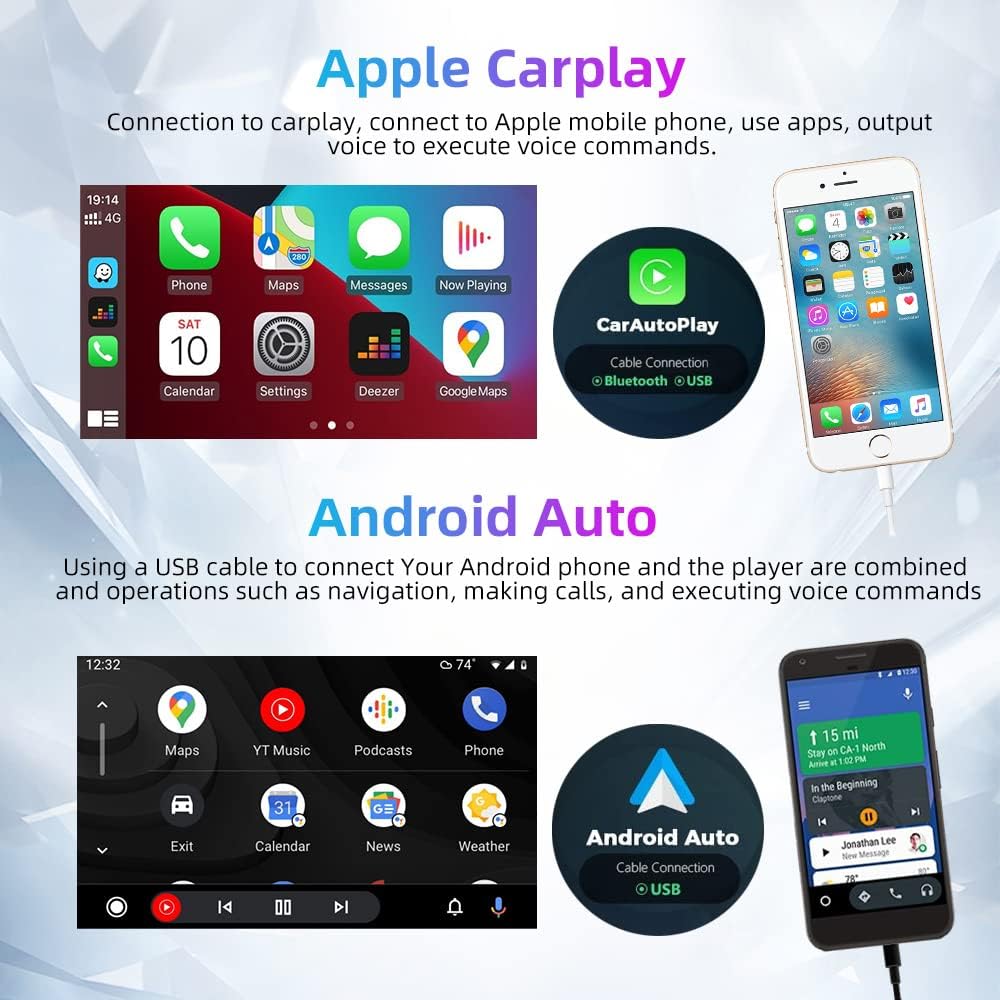 Podofo Autoradio 1 Din mit Apple Carplay Android Auto 7-Zoll Auto Stereo Radio mit Einziehbarem Bild