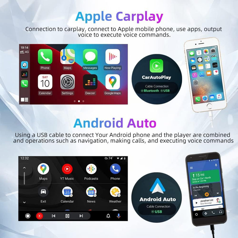 Podofo Autoradio 1 Din mit Apple Carplay Android Auto 7-Zoll Auto Stereo Radio mit Einziehbarem Bild