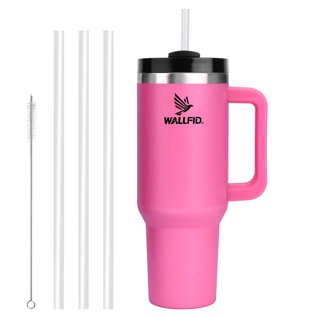 WALLFID 40oz Thermobecher aus Edelstahl, Vakuum-Isoliert mit Deckel, 3 Strohhalmen und 1 Strohhalm B
