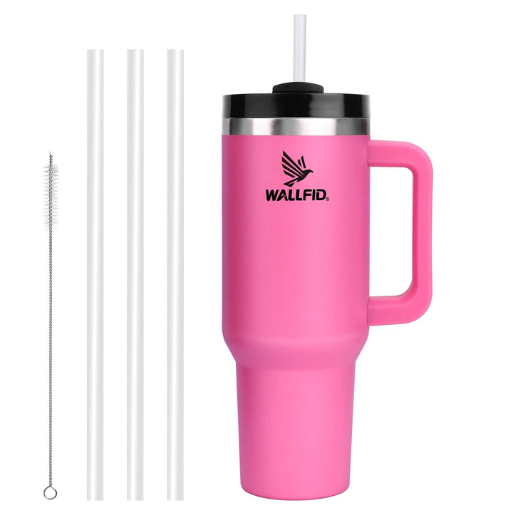 WALLFID 40oz Thermobecher aus Edelstahl, Vakuum-Isoliert mit Deckel, 3 Strohhalmen und 1 Strohhalm B