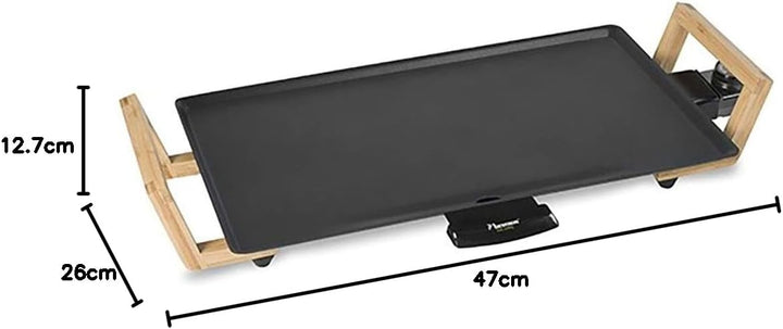 Bestron elektrischer Tischgrill, Plancha-/Teppanyaki-Grillplatte mit Antihaftbeschichtung, Grillspas