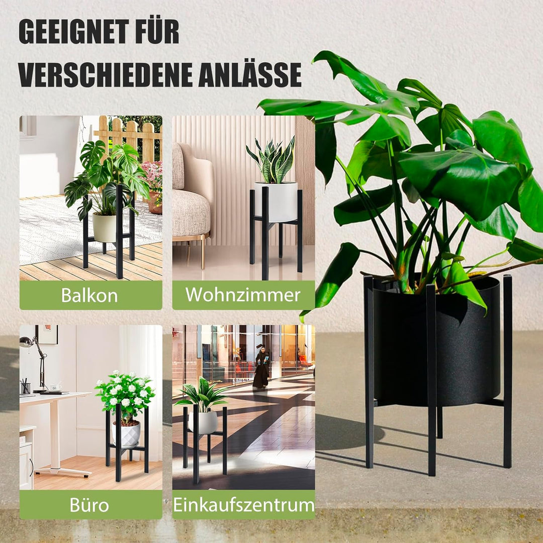 iMeshbean Blumenständer Verstellbarer 2er Set, Stabiler Metall Pflanzenständer mit Rundes Tablett, S