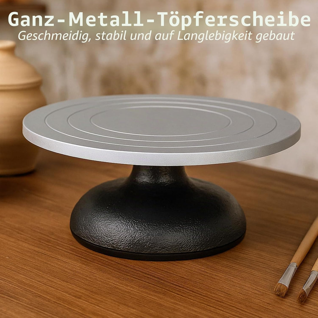 Homtone Drehbare Töpferscheibe mit Metallplatte aus Stahl, 30cm Durchmesser Skulptur-Töpferscheibe,