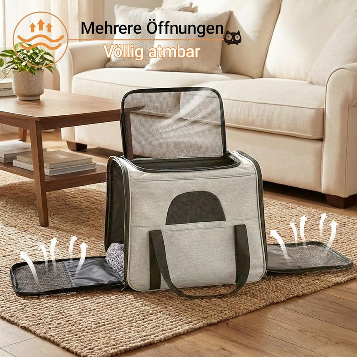 Katzentransportbox – Faltbare Transportbox Katze Auto aus Oxfordstoff, Atmungsaktive Katzentasche mi