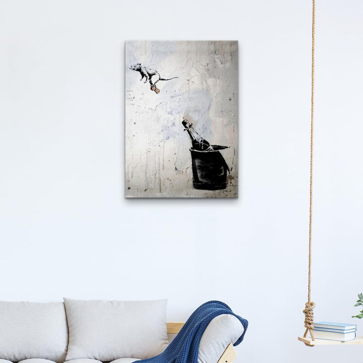 Giallobus - Gemälde - Banksy - - Standardleinwand - 70x100-14 - Maus auf dem Flaschenverschluss - Be