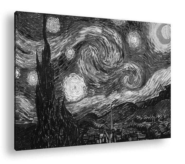 deyoli Sternenklarer Himmel Van Gogh Format: 120x80 Effekt: Schwarz&amp;Weiss als Leinwandbild, Motiv fe