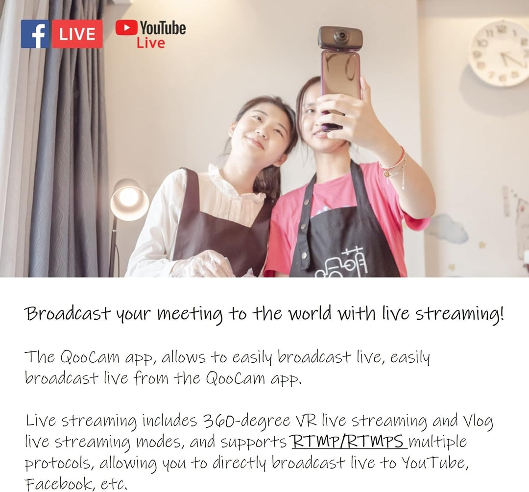 Kandao QooCam Fun Black [USB-C], a Kind of 360 Camera live Stream on Social Media Smartphone Camera