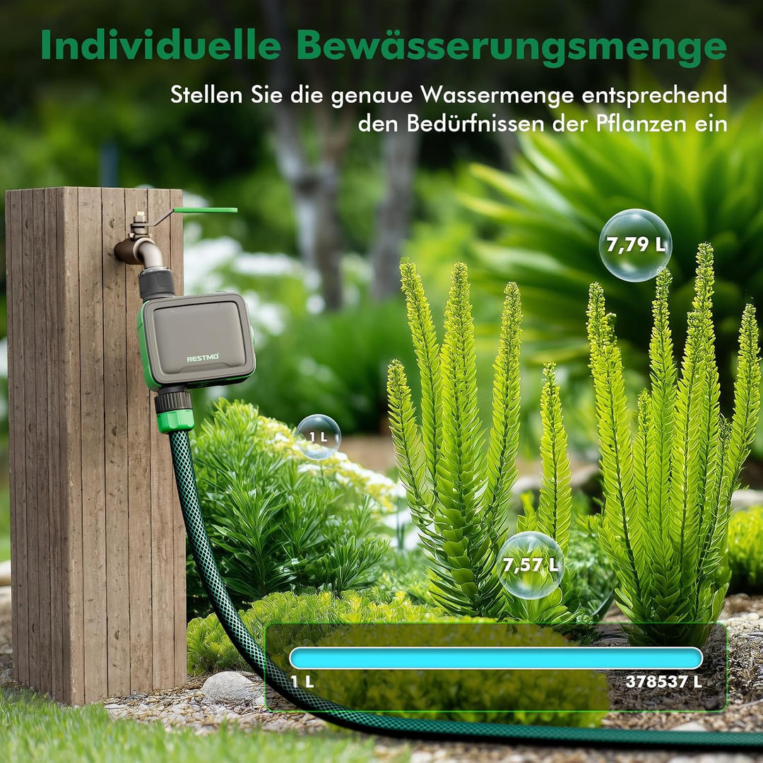 RESTMO 1 Zone Bewässerungscomputer mit Durchflussmesser, Bewässerungssteuerung für Garten &amp; Rasen, M