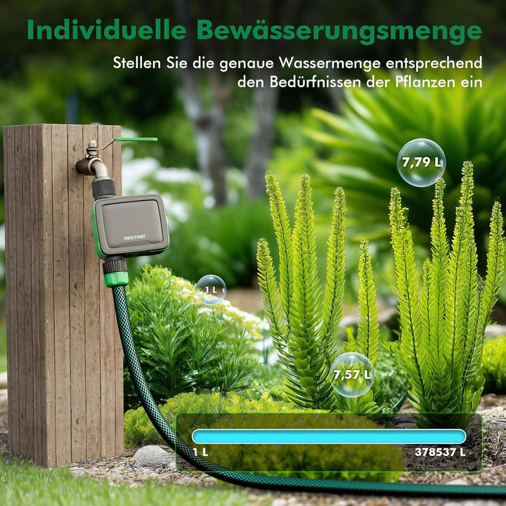 RESTMO 1 Zone Bewässerungscomputer mit Durchflussmesser, Bewässerungssteuerung für Garten &amp; Rasen, M