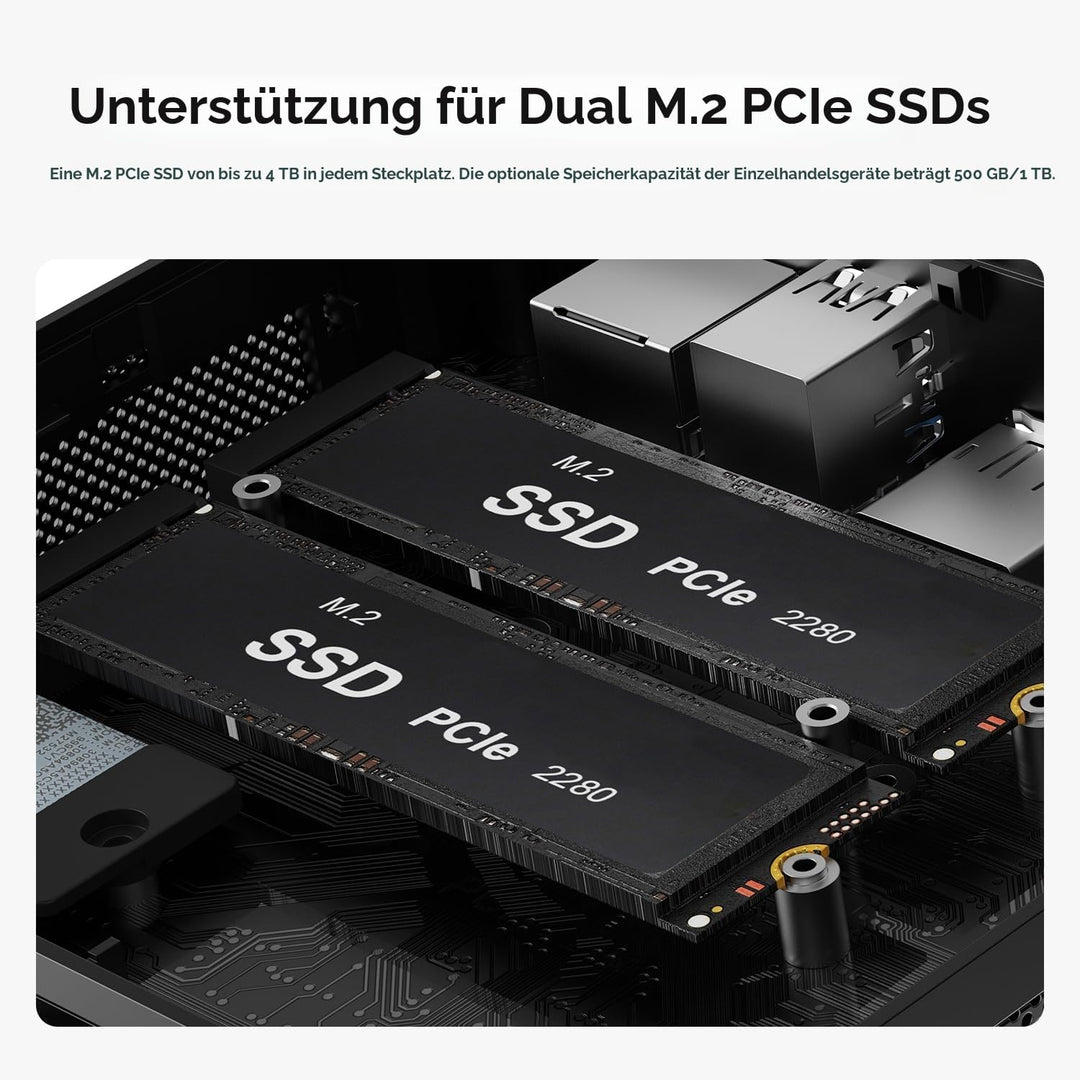 Beelink SER8 Mini PC, AMD Ryzen 7 8745HS (8C/16T bis 4,9GHz), 32GB DDR5 1TB PCIe4.0 SSD Mini Gaming