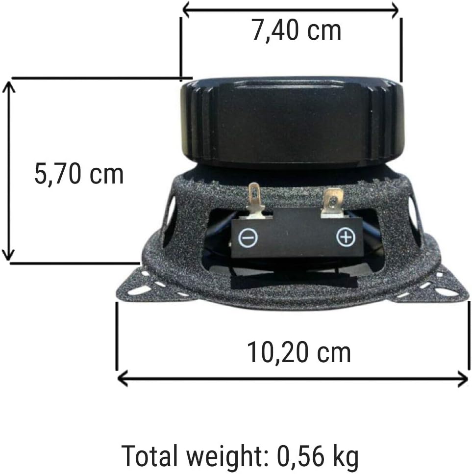 2 PHONOCAR 02622 mid bass woofer 10,00 cm 100 mm 4" 50 watt rms 100 watt max impedanz 4 ohm 92 db sp