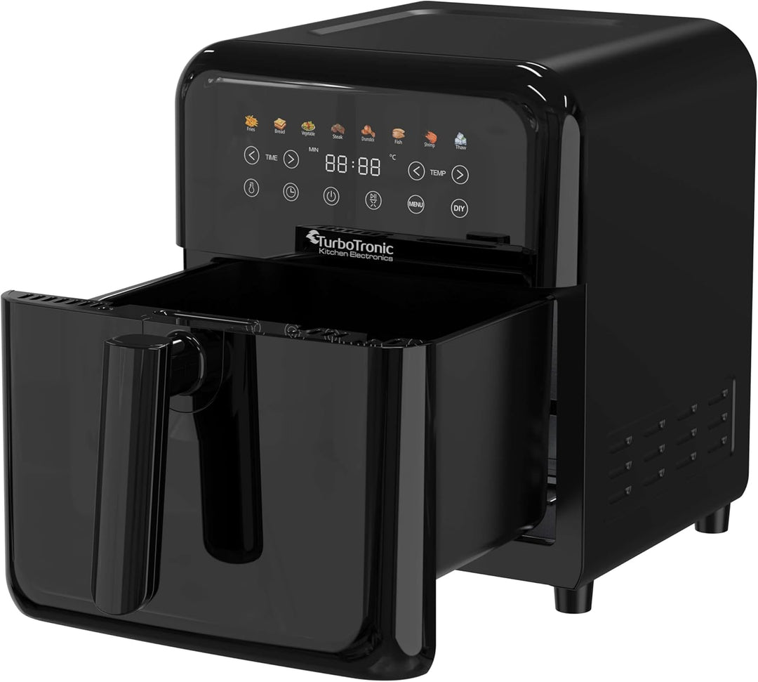 TurboTronic Heissluftfritteuse XXL 6 Liter, 1600W, 8 Programme, Timer, Airfryer Heissluftfritteuse D