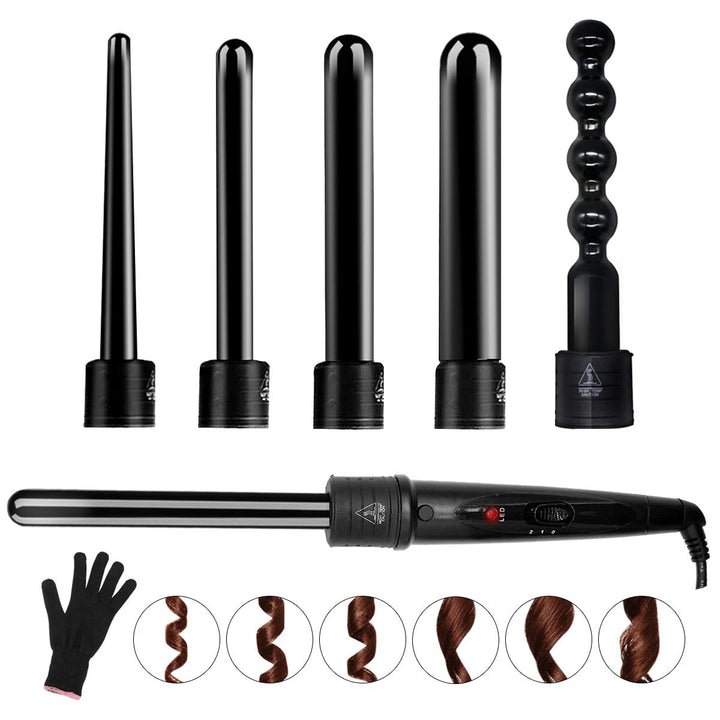 MENQANG Lockenstab 6 in 1, Lockenstab Hair Curler Multifunktions Austauschbarer Keramikbeschichtung