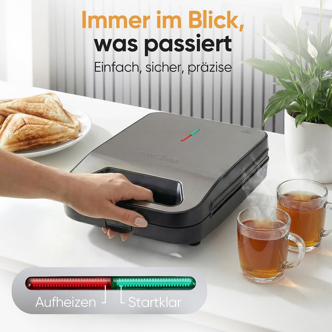 ProfiCook® Sandwichmaker für 4 Sandwiches gleichzeitig | Antihaft-Platten | kein Anbrennen | Sandwic