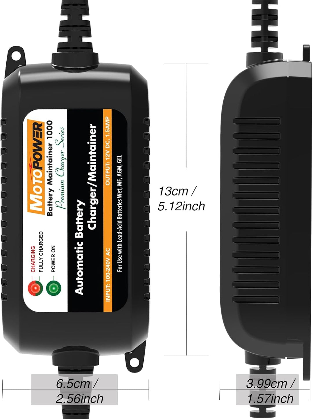MOTOPOWER MP00206A 12V 1.5Amp Automatisches Ladegerät/Wartung für Autos, Motorräder, Geländefahrzeug