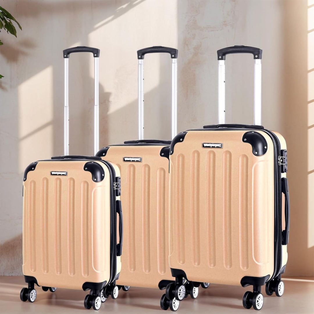 3er Kofferset - Robuste ABS- Hartschalenkoffer, TSA-Zahlenschloss, erweiterbare Kapazität - in M, L,