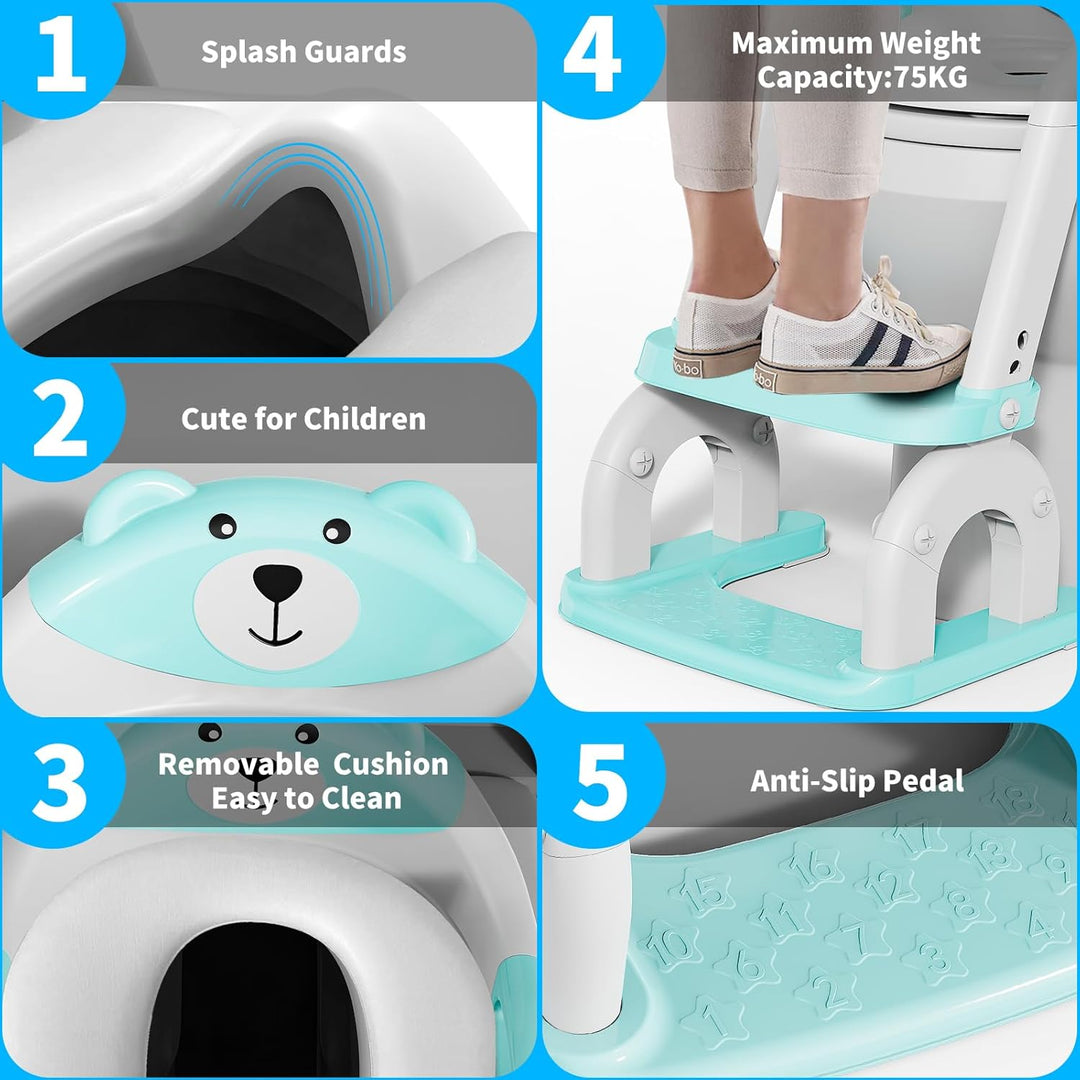 Toilettensitz Kinder mit Treppe, Upgraded WC Aufsatz für Kinder für Jungen und Mädchen, 2-in-1 Toile