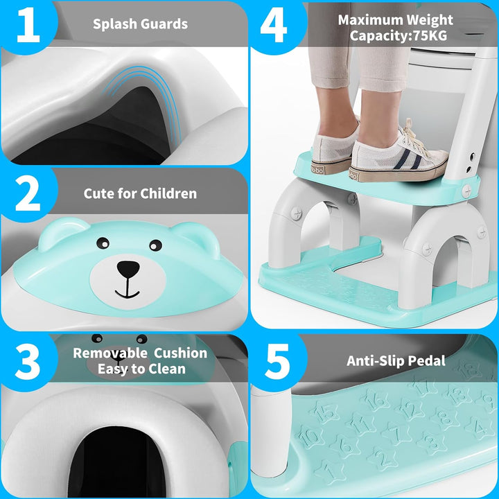 Toilettensitz Kinder mit Treppe, Upgraded WC Aufsatz für Kinder für Jungen und Mädchen, 2-in-1 Toile