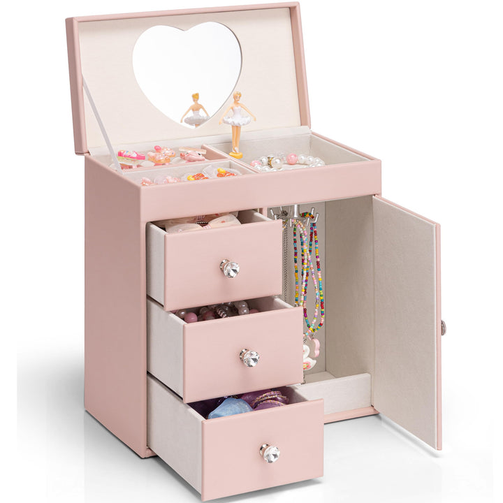 VLANDO Musical Schmuckkästchen Mädchen, grosses Kind Musik-Box mit Ballerina für Geburtstag Schlafzi