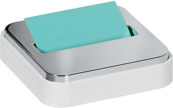 Post-it Notizspender für 7,6 x 7,6 cm grosse Notizen, weisser Boden mit Stahldeckel Weiss/opulenter