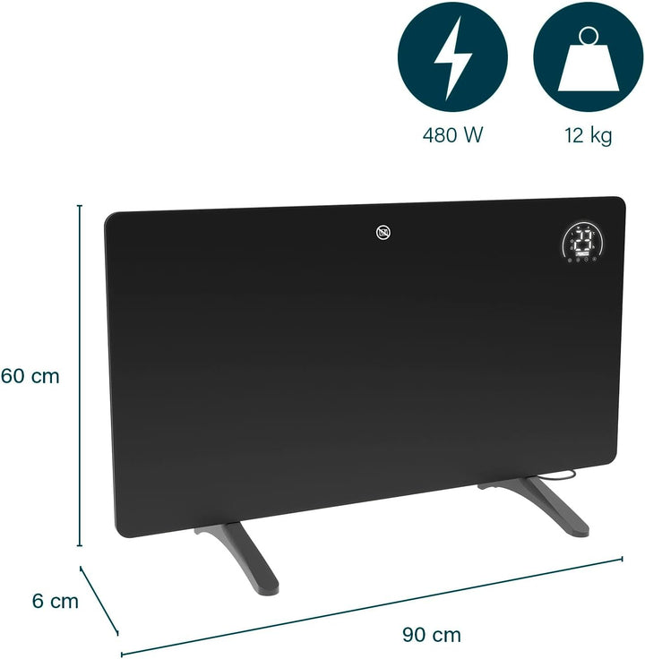 Princess Infrarot-Heizung Connected - Carbon Crystal - Flacher Wandheizkörper - 480 W - Einstellbare
