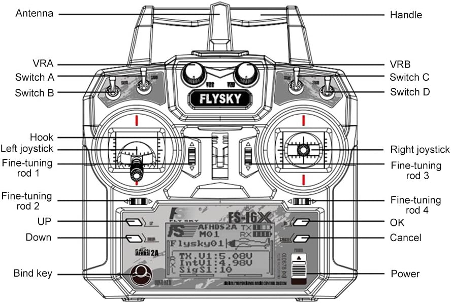 Flysky FS-i6X 10CH 2,4GHz AFHDS RC Transmitter mit FS-iA6B Empfänger