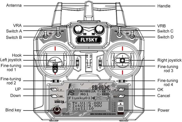 Flysky FS-i6X 10CH 2,4GHz AFHDS RC Transmitter mit FS-iA6B Empfänger