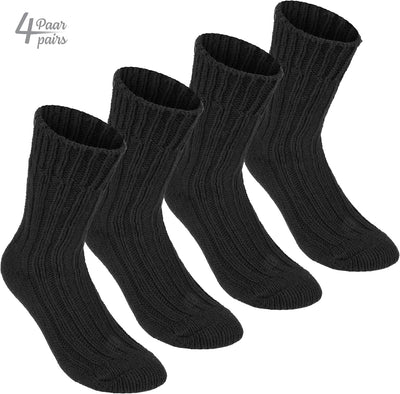 Brubaker 4 Paar Alpaka Socken sehr dick flauschig und warm - reine Alpakawolle 35-38 Schwarz, 35-38