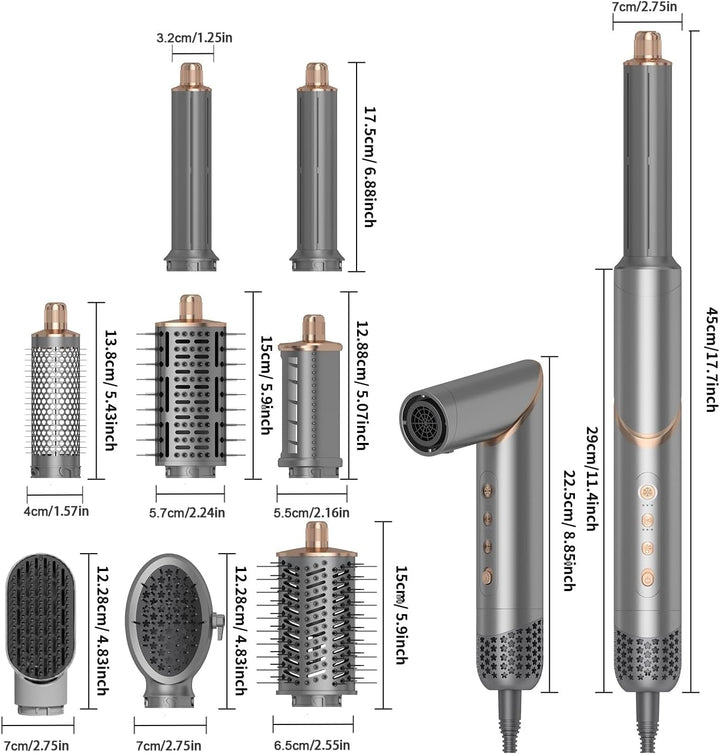 8 in 1 Hair Dryer Brush Set Air Hair Styler Curling Negative Ionic Foldable Hot Air Hair Dryer Brush