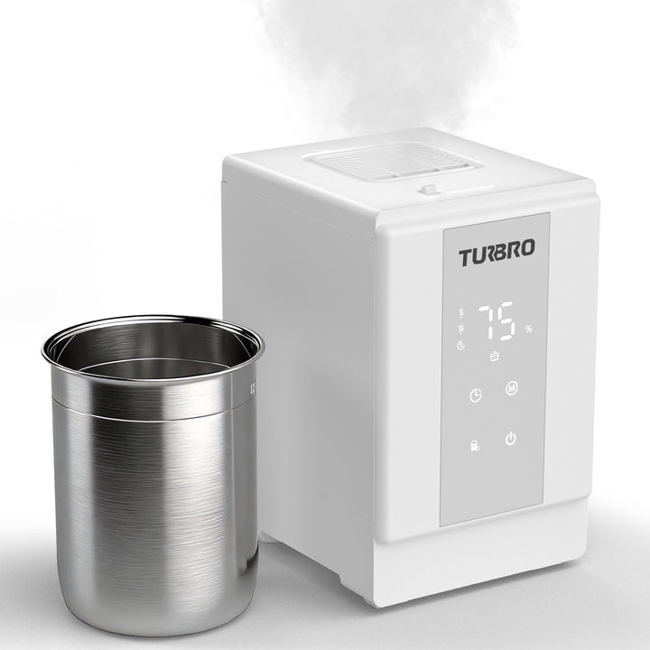 TURBRO Luftbefeuchter Schlafzimmer, 4L Edelstahl Warmnebel-Luftbefeuchter