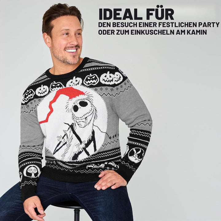 Disney Weihnachtspullover Herren, Warmer Pullover – Geschenk für Männer und Teenager, Schwarz/Multi