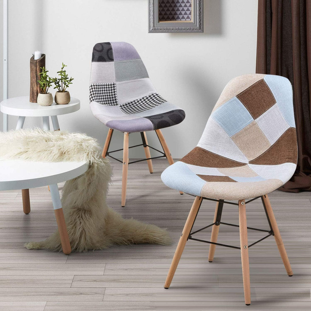 Menzzo Lisa Patchwork Stuhlgruppen, Stoff, Grau, L53 x P46 x H82 cm