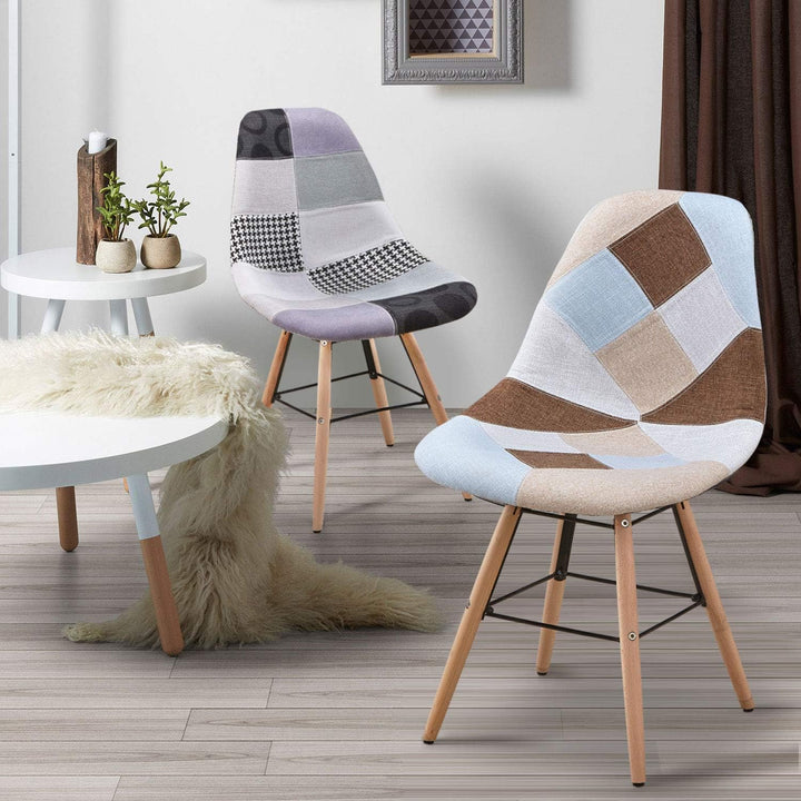 Menzzo Lisa Patchwork Stuhlgruppen, Stoff, Grau, L53 x P46 x H82 cm