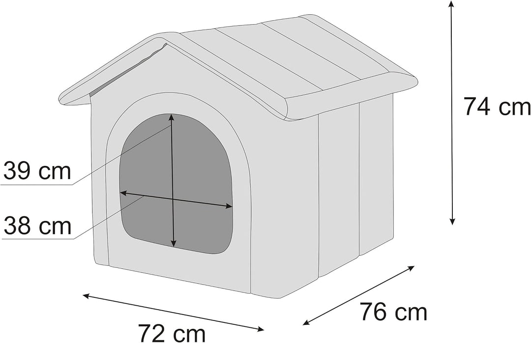PillowPrim Hundehütte Hundehöhle Hundebett Hundehaus Katzenhöhle Grösse XXXL - 76x72 cm Graphit mit