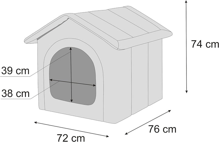 PillowPrim Hundehütte Hundehöhle Hundebett Hundehaus Katzenhöhle Grösse XXXL - 76x72 cm Graphit mit