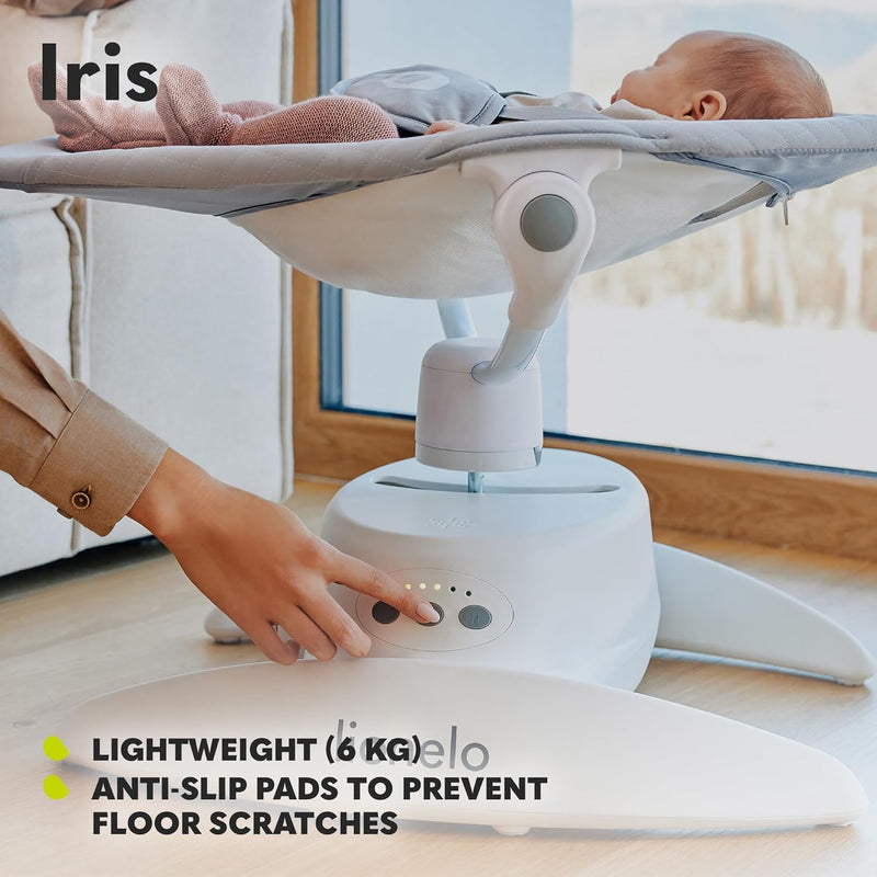 LIONELO Iris Elektrisch Babywippe 360o drehbar für Babys bis zu 9 kg Verstellbare Rückenlehne, 5 Wie