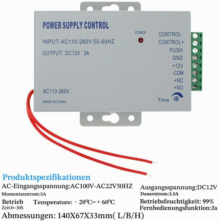 OBO HANDS Komplettes Zugangskontrollsystem Set Metall Controller 1000 Tastatur + 12V NC Elektroschlo