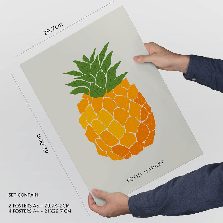 Nacnic Set mit 6 Lebensmittel- und Ernährungs Postern. Tropische Früchte. Natur- und Botanikdrucke f