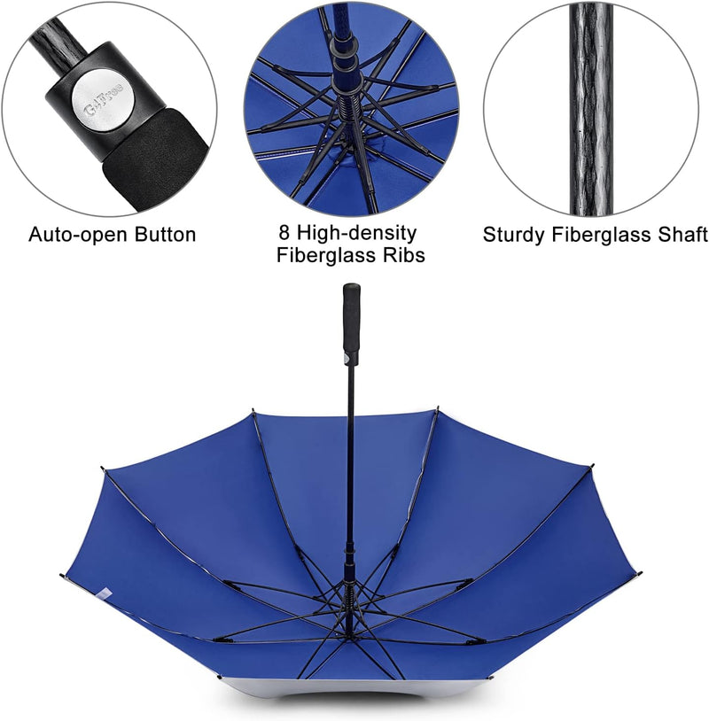 G4Free 54/62 Zoll Golfschirm Regenschirme Silberbeschichtet Sonnenschutz Grosse Winddicht Wasserdich