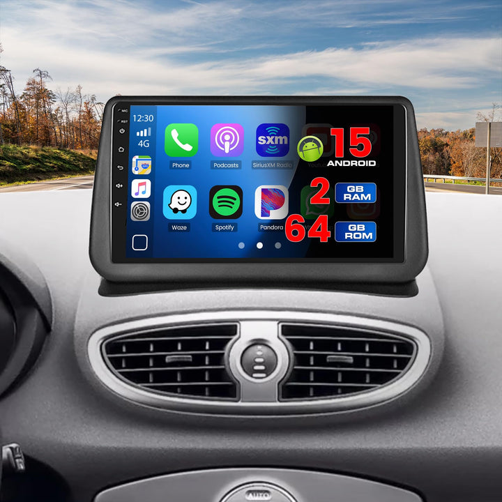 Hikity 2+64GB Android 15 Autoradio für Renault Clio 3th 2006-2012 Radio Wireless Carplay Android Aut
