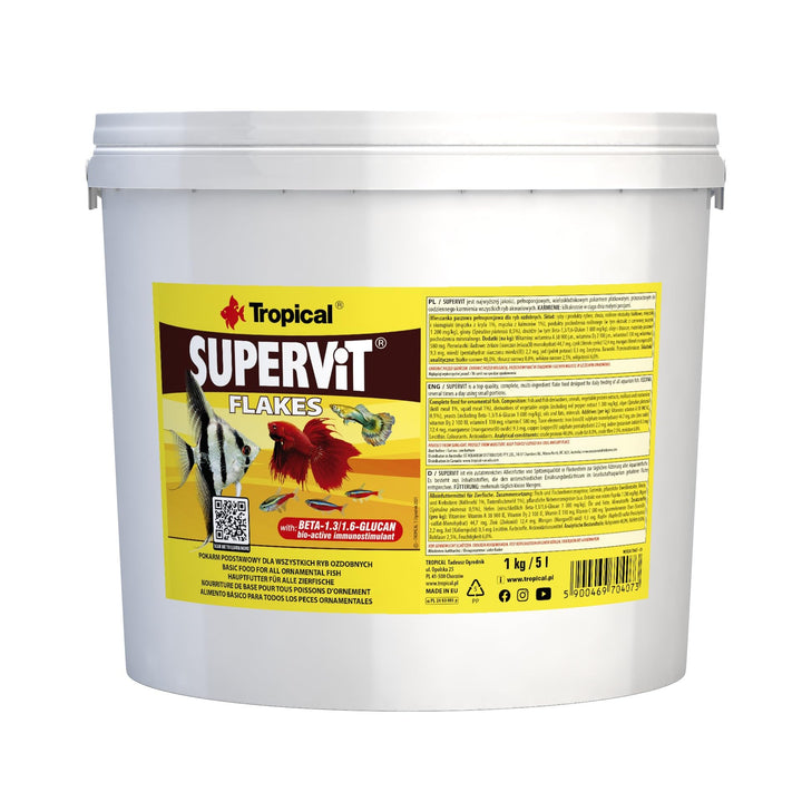 Tropical Supervit Premium Hauptfutter (Flockenfutter) für alle Zierfische, 1er Pack (1 x 5 l) Meeres