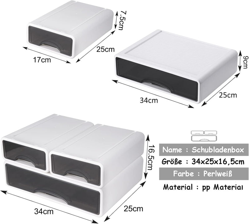 Vinteky Schubladenbox, Stapelbare Mini Aufbewahrungsbox aus hochwertigem Kunststoff (PP), Sichtbar S