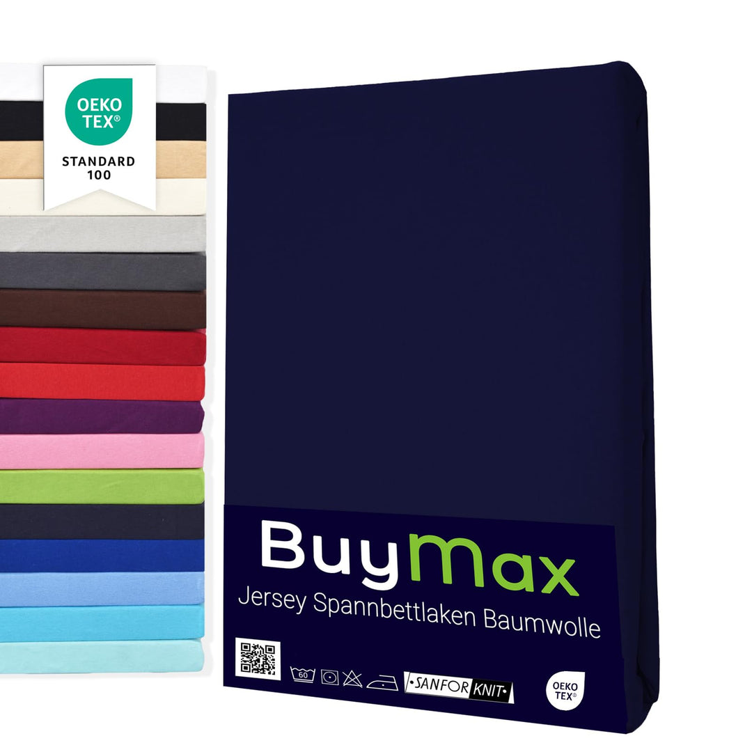 Spannbettlaken 90x200cm Doppelpack 100% Baumwolle Spannbetttuch Bettlaken Jersey, Matratzenhöhe bis