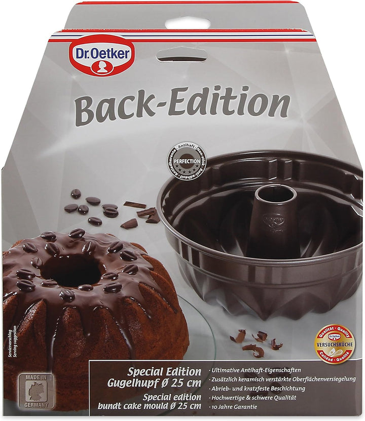 Dr. Oetker Gugelhupf Ø 25 cm BACK-EDITION, runde Backform mit Auslaufschutz, Bundform mit Antihaftbe