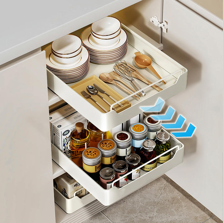 HOTOOLME 2er set Teleskopschublade Nachrüsten Ausziehbarer Schrank Organizer Pull Out Cabinet Kleben