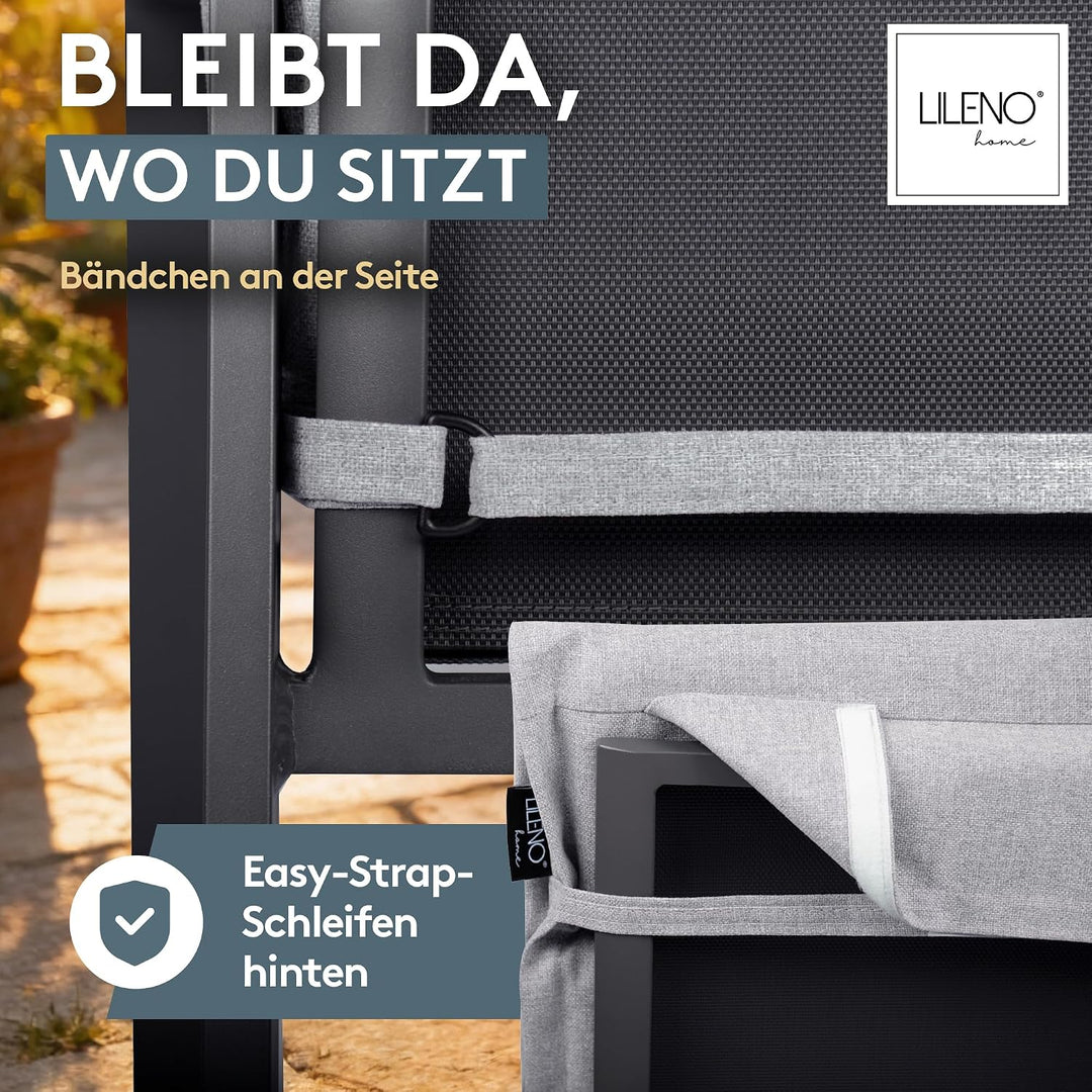 LILENO HOME Gartenstuhl Auflagen als [1er Set - Hochlehner] in Silber | bequeme Liegen als Sitzaufla
