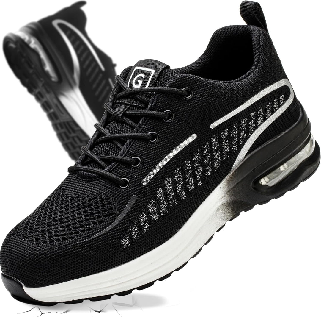 YEKOYIOO Sicherheitsschuhe Herren Damen Arbeitsschuhe mit Stahlkappe Sneaker Schutzschuhe 44 EU Grau